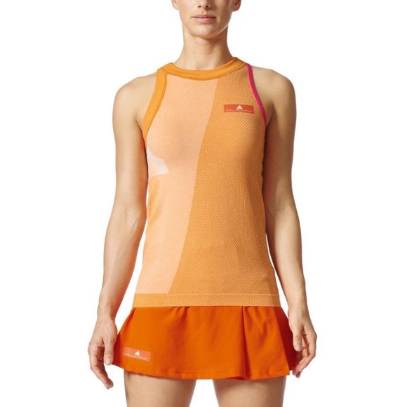 Adidas Stella McCartney New York Women's Tennis Tank Orange / Shock Pink - Picture 12 of 15